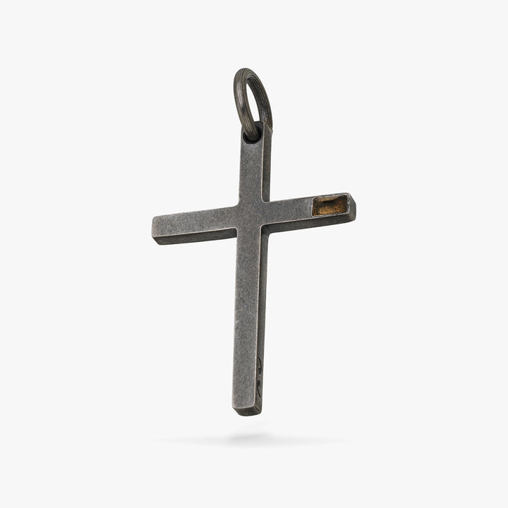 THE CROSS Latin Amulet with Side Gemstone, Silver, Citrine-Standard View