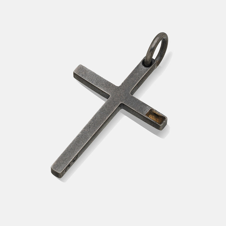 THE CROSS Latin Amulet with Side Gemstone, Silver, Citrine-Side View