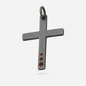 THE CROSS Latin Amulet with Gemstone, Garnet-Standard View