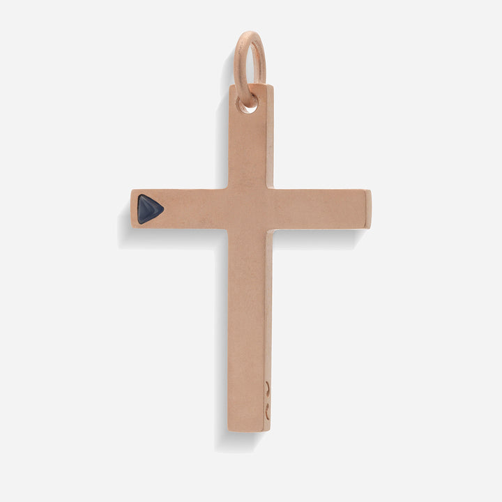 The Cross Latin Amulet Single Stone, Rose Gold Vermeil, Blue Sapphire-Standard View