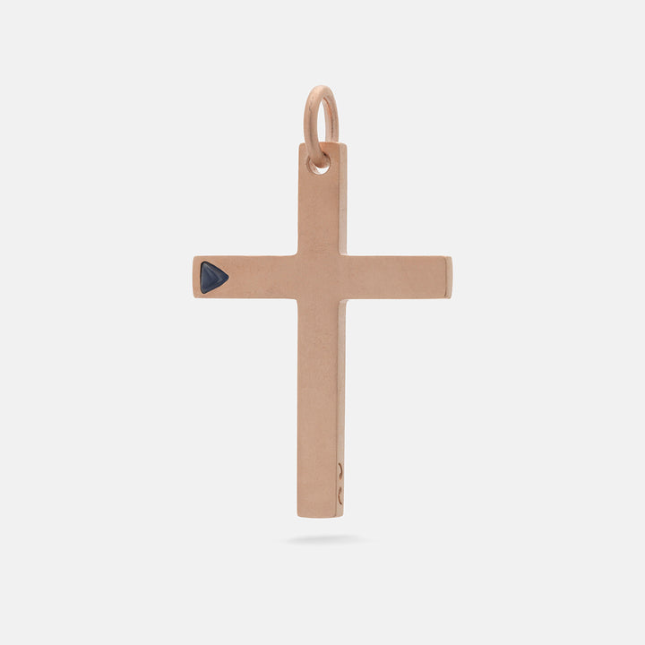 The Cross Latin Amulet Single Stone, Rose Gold Vermeil, Blue Sapphire-Standard View 11