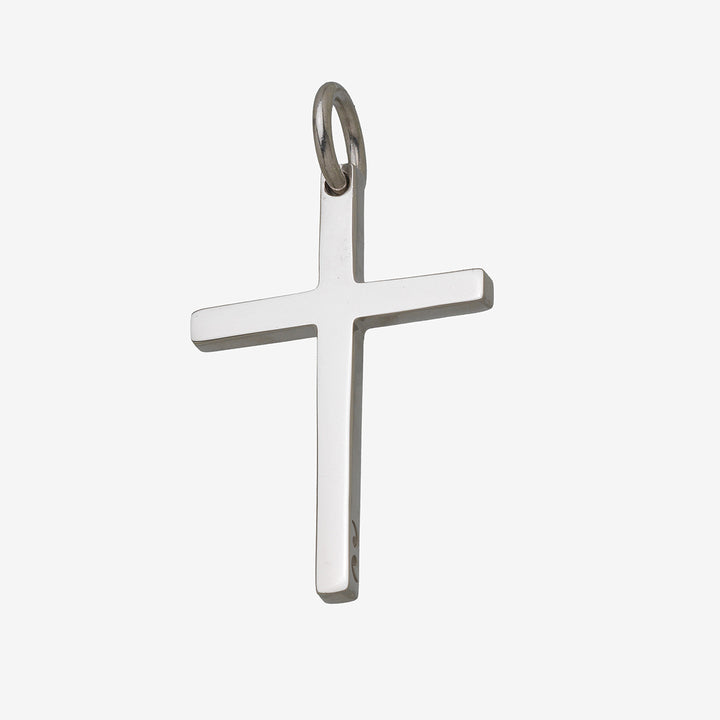 THE CROSS Minimal Latin Amulet, Polished Silver-Standard View
