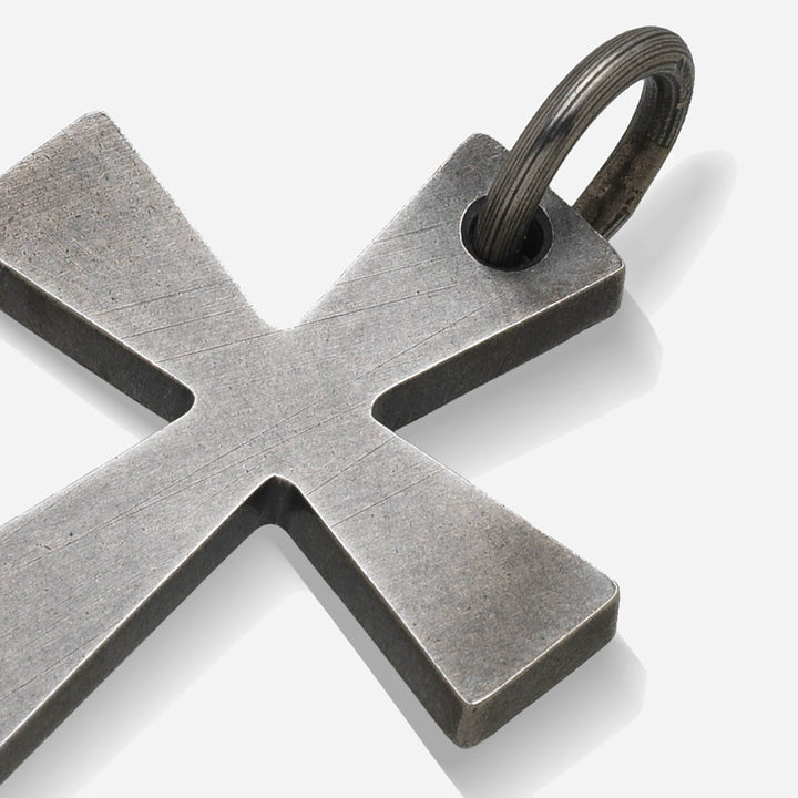 THE CROSS Amulet, Oxidized Silver-Close View