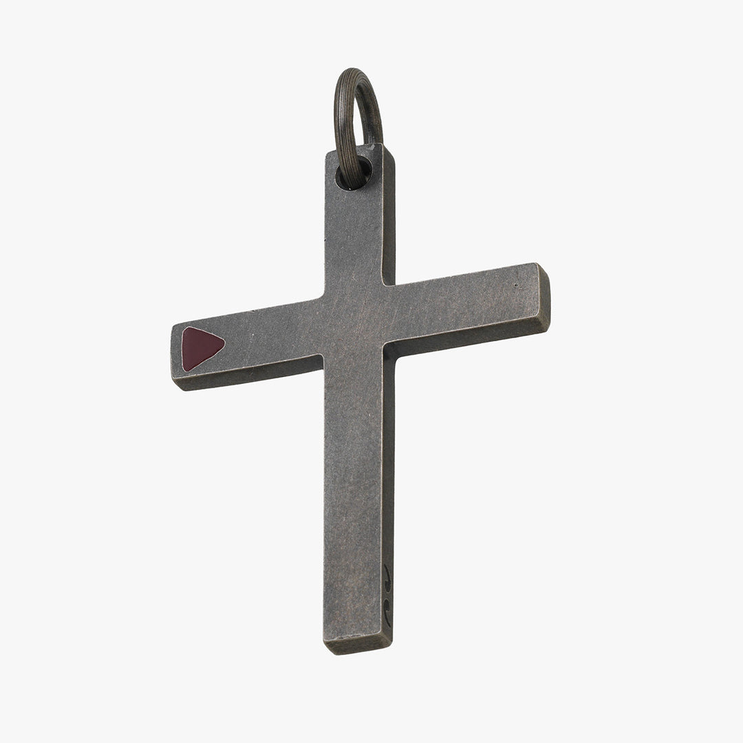 THE CROSS Latin Amulet with Enamel, Silver, Red Enamel-Standard View