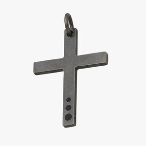 THE CROSS Latin Amulet with Enamel Crescendo, Silver, Black Enamel-Standard View