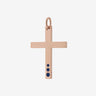 THE CROSS Latin Amulet with Enamel Crescendo, Rose Gold Vermeil, Blue Enamel-Standard View