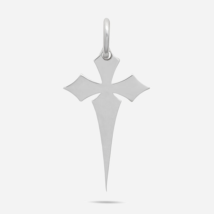 THE CROSS Gothic Amulet with Enamel, Polished Silver, Ivory Enamel-Standard View 1