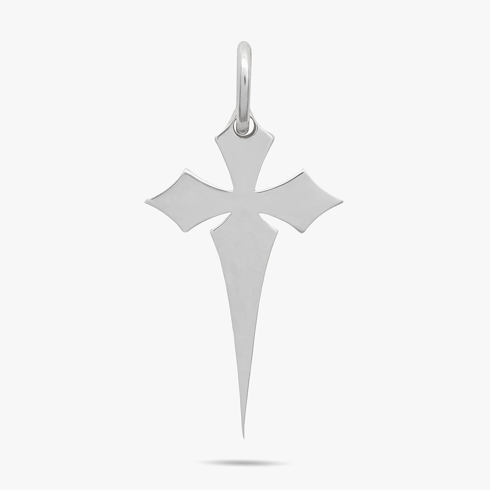 THE CROSS Gothic Amulet with Enamel, Polished Silver, Green Enamel-Standard View 1