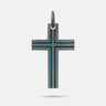 THE CROSS Enamel Stripes Amulet, Oxidized Silver, Green Enamel-Standard View