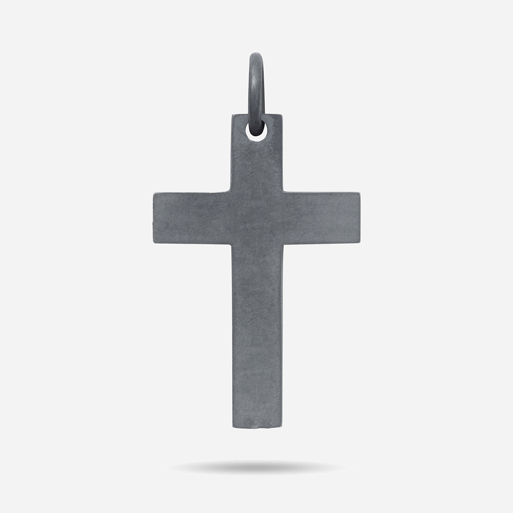 THE CROSS Enamel Stripes Amulet, Oxidized Silver, Green Enamel-Standard View 1