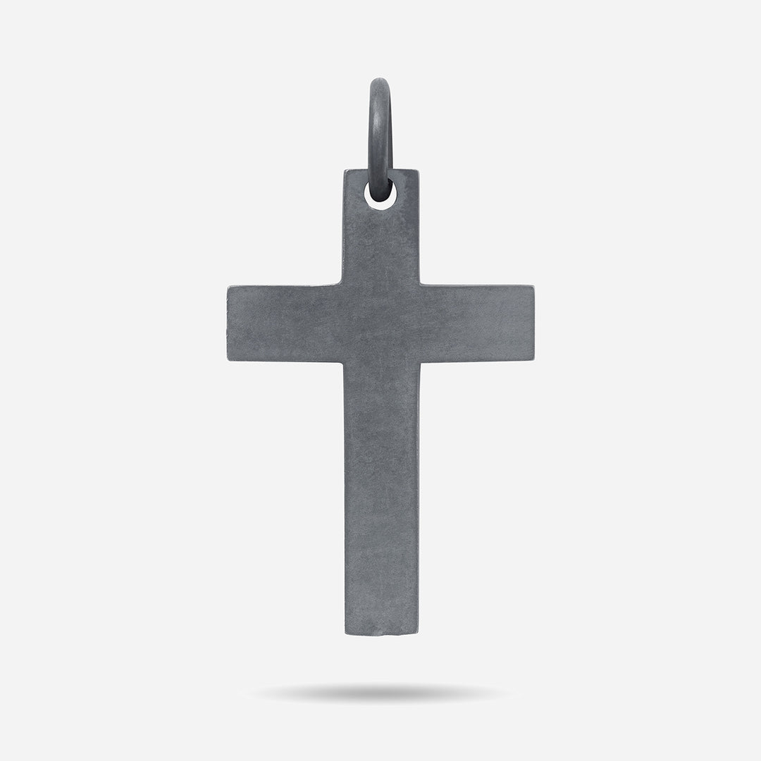 THE CROSS Enamel Stripes Amulet, Oxidized Silver, Green Enamel-Standard View 1