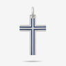 THE CROSS Enamel Stripes Amulet, Polished Silver, Blue Enamel-Standard View