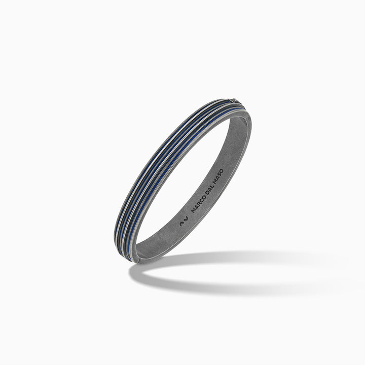 ACIES Bracciale in argento ossidato con smalto blu