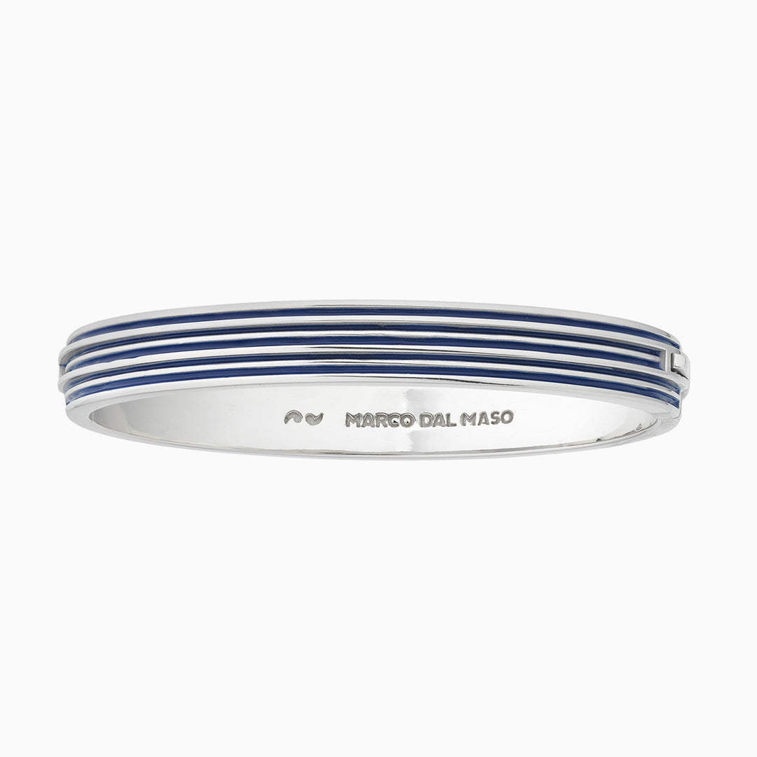 ACIES Polished Silver Cuff with Blue Enamel