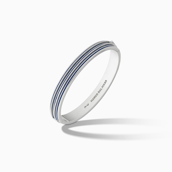 ACIES Polished Silver Cuff with Blue Enamel