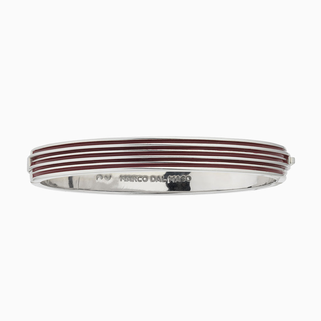 ACIES Polished Silver Cuff with Red Enamel