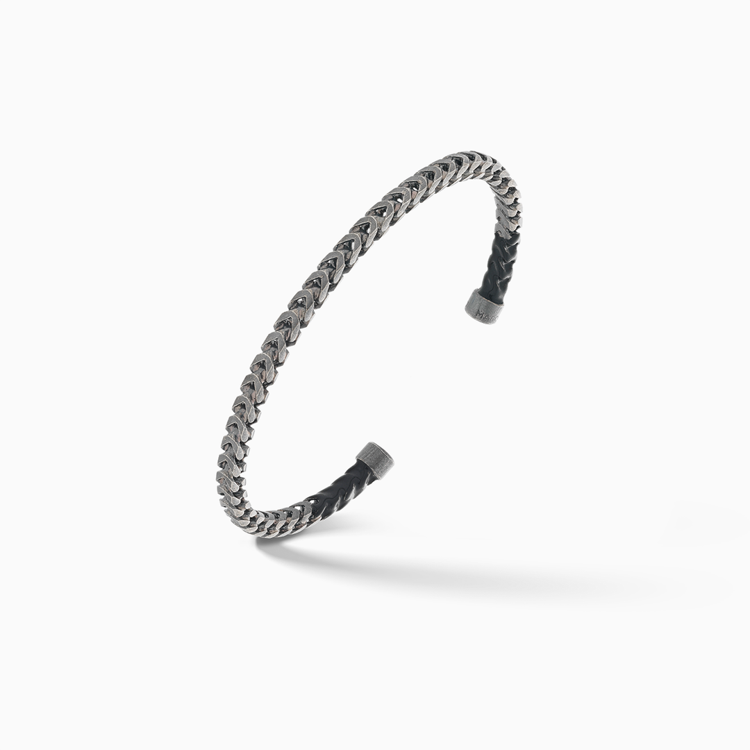 ULYSSES Dipped Oxidized Silver Cuff with Black Enamel