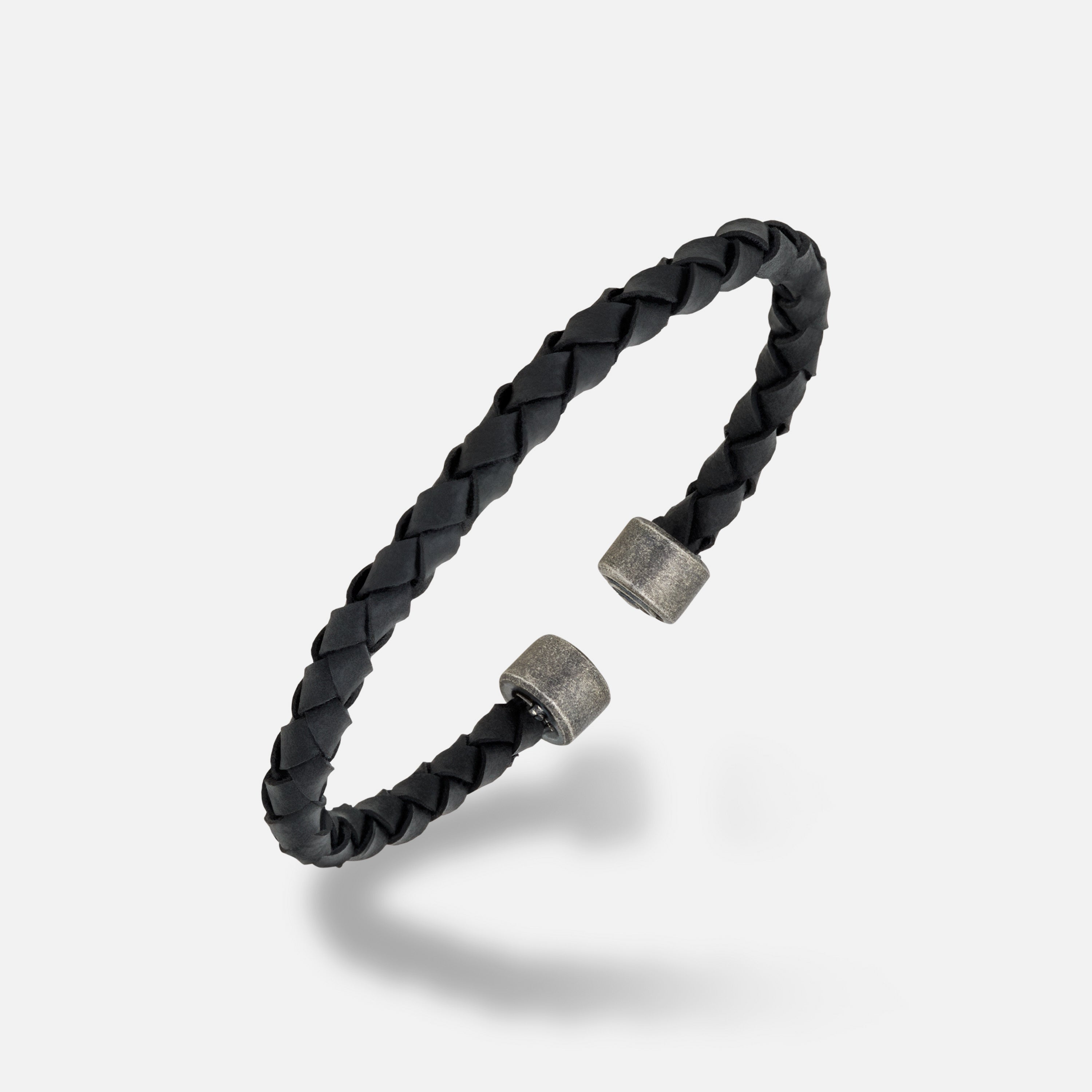 アクセサリー blackmeans leather bangle Acies Leather Cuff | Oxidized Silver, Black Enamel & Black Leather