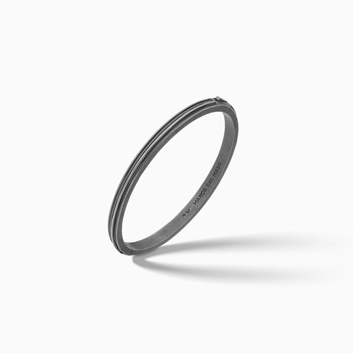 ACIES Slim Oxidized Silver Cuff with Black Enamel