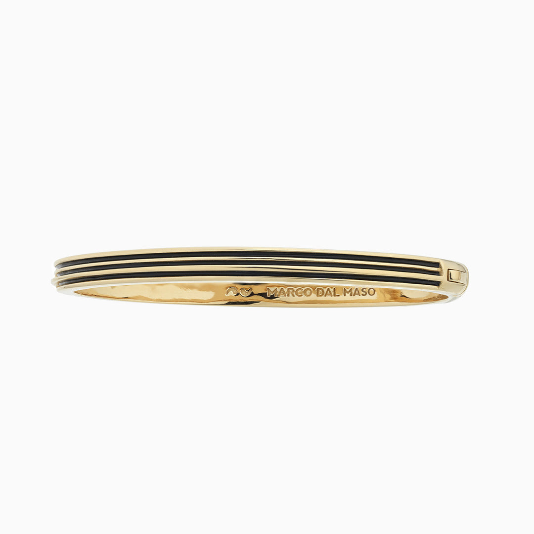 ACIES Slim Polished Vermeil Cuff with Black Enamel