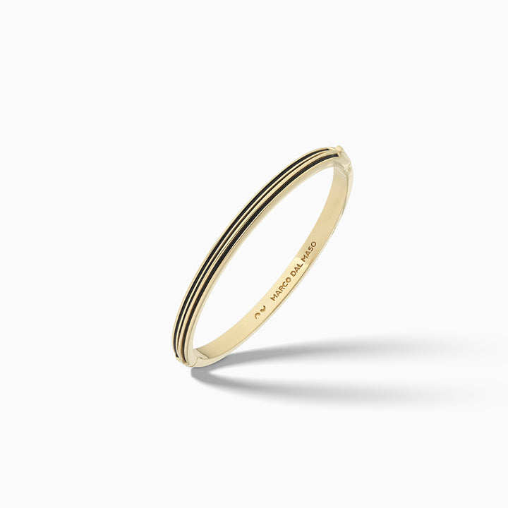 ACIES Slim Polished Vermeil Cuff with Black Enamel