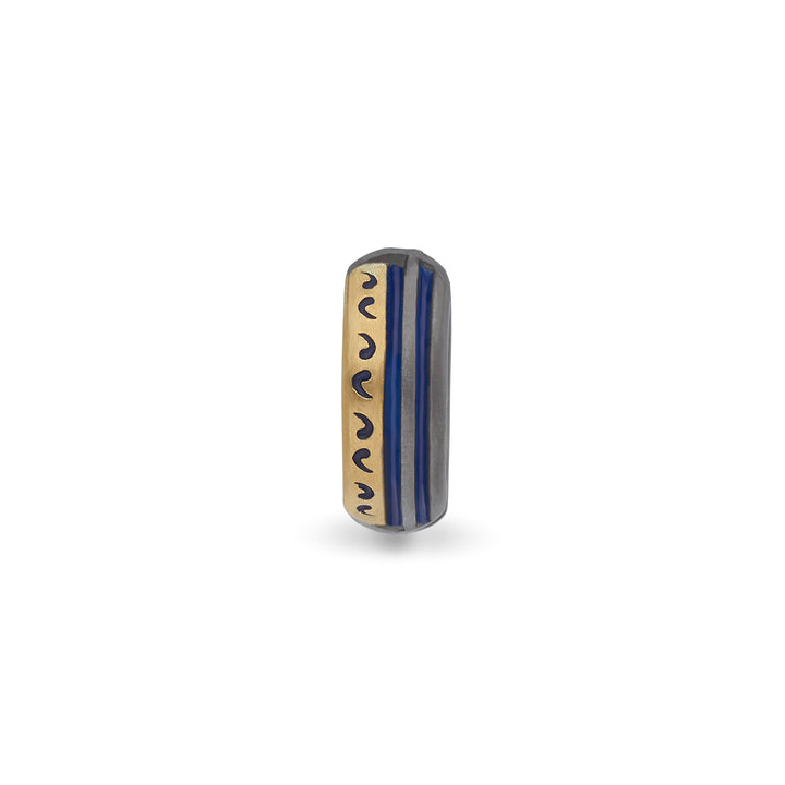 ACIES Mixed Metal Earring with 18K Brushed Yellow Gold and Blue Enamel