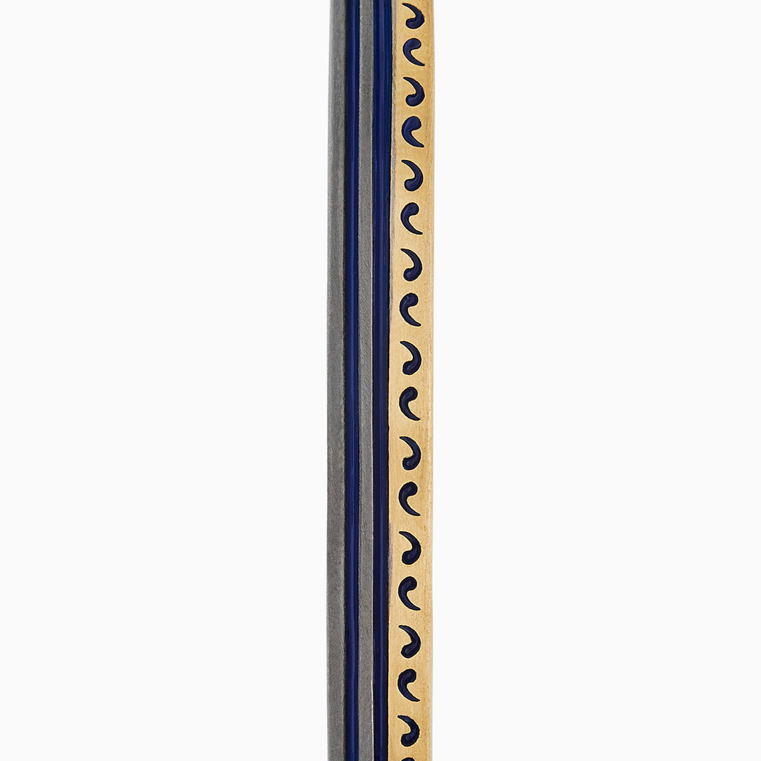 ACIES Mixed Metal Slim Cuff with 18K Brushed Yellow Gold and Blue Enamel