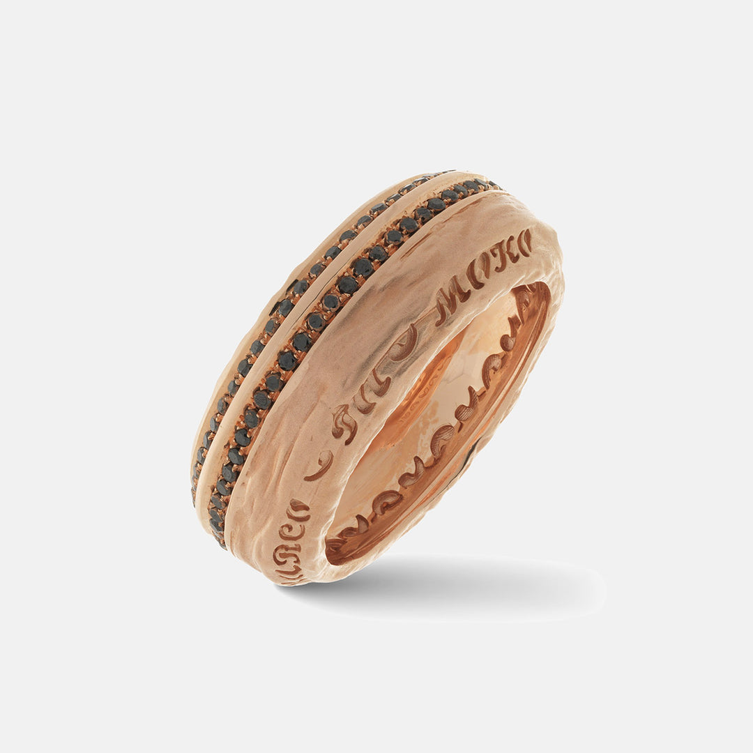Marco Dal Maso men’s gemstone band ring featuring colorful gemstones and a sleek metal band design.