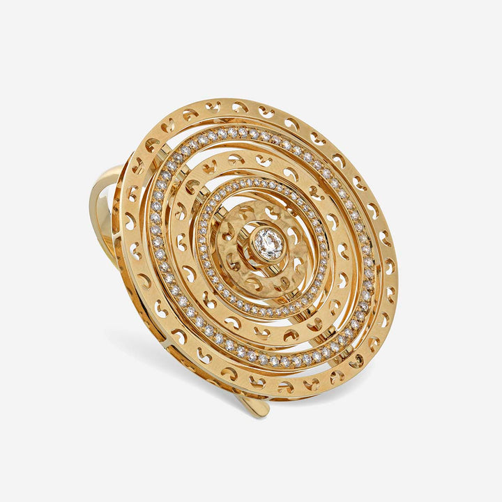 Side view of the Amaia Twilight Ring showing contoured band and diamond detailing