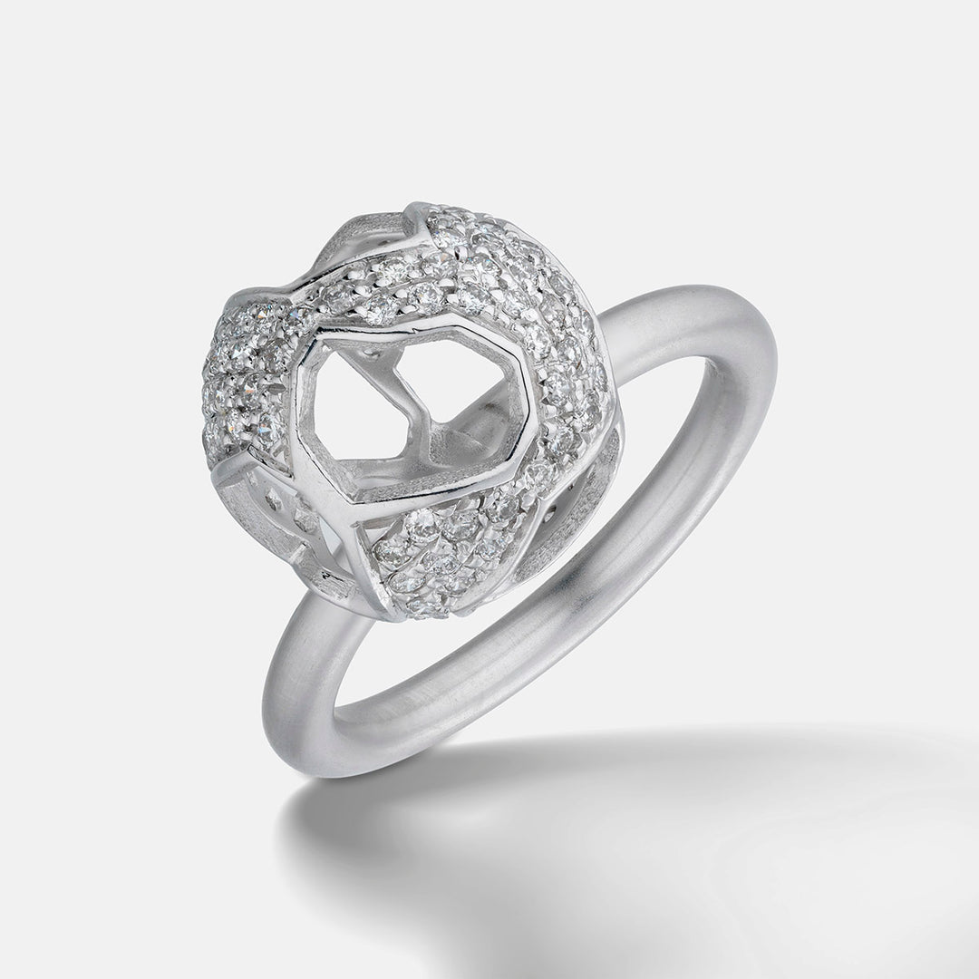 Explosion Of Joy Grand Ring White Diamonds White Gold-Standard View