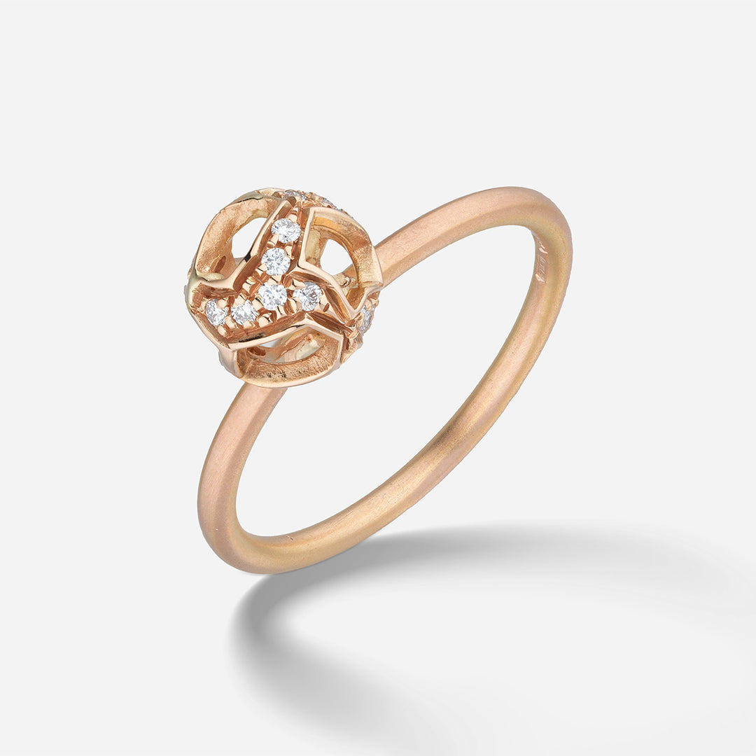 Explosion Of Joy Petite Ring White Diamonds Rose Gold-Standard View