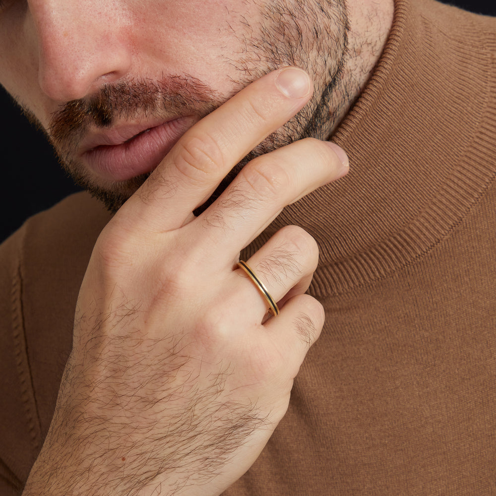 CONTINUUM 18K Yellow Gold & Black Enamel Ring