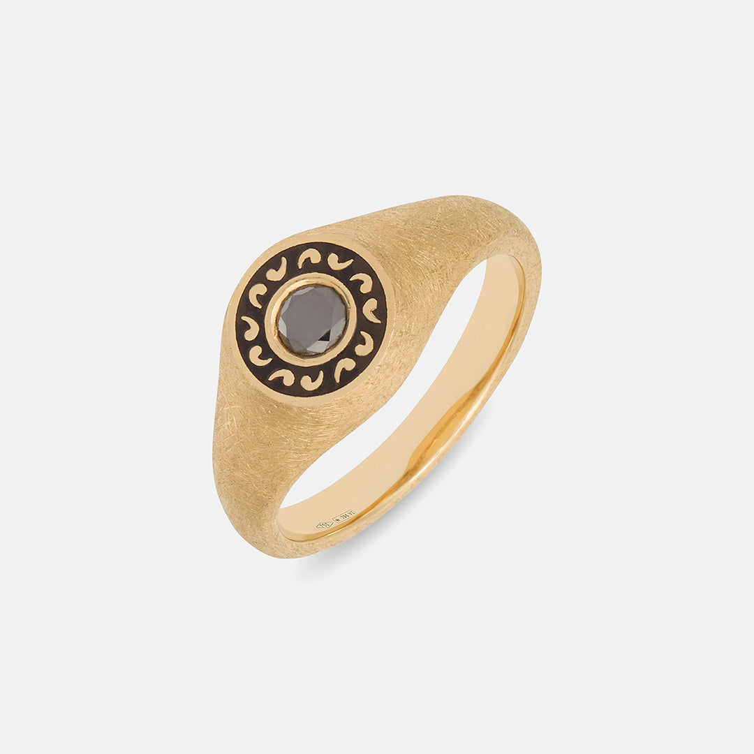 Icon Black Diamond Signet Ring-Standard View