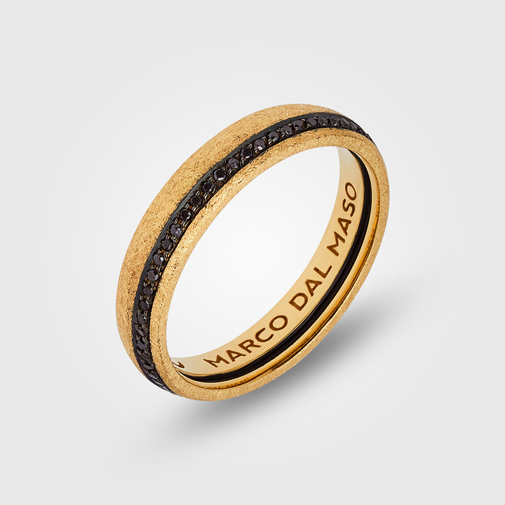 CONTINUUM 18K Brushed Yellow Gold, Black Diamonds & Black Enamel Band