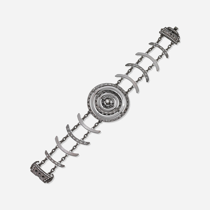 Amaia Twilight Bracelet in black gold with pavé white diamonds.