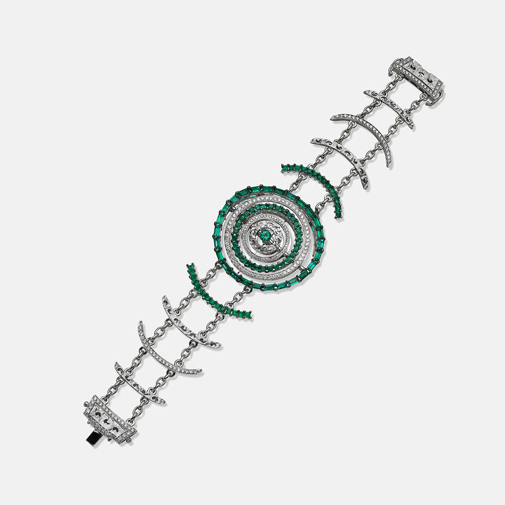 Amaia Twilight Bracelet in 18k white gold with emeralds and white diamonds
