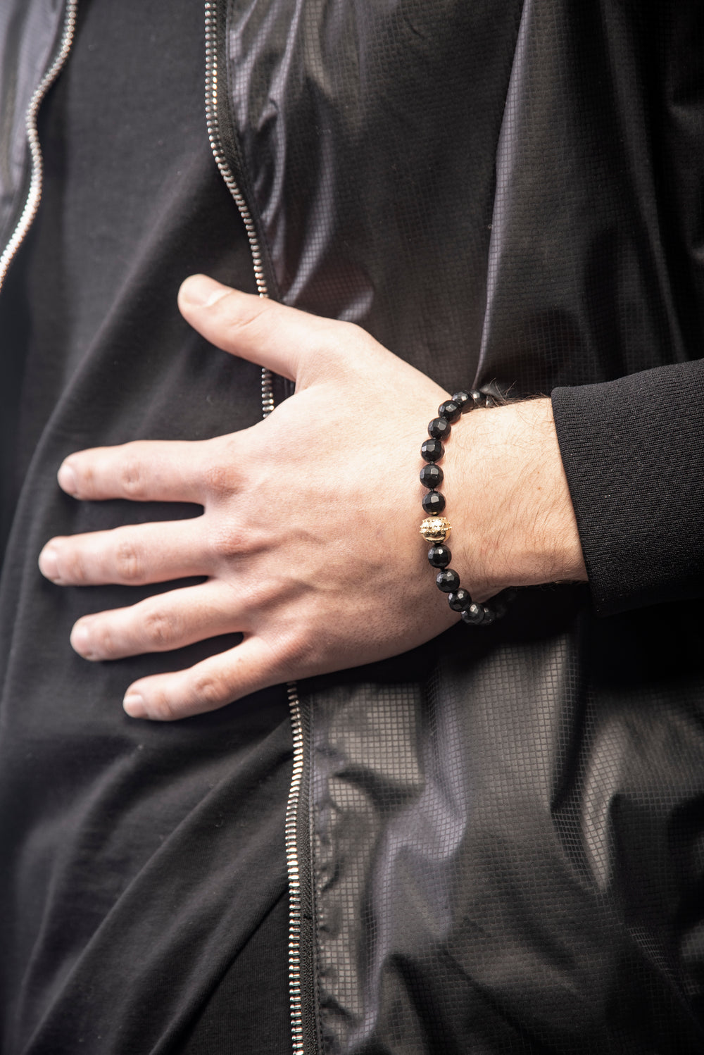 Icon Beaded Eternity Bracelet With Black Onyx-Lifestyle View