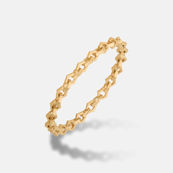 ULYSSES Faceted Chain Bracelet in 18K Yellow Gold Matte Chain Modern Elegant Design-Standard View