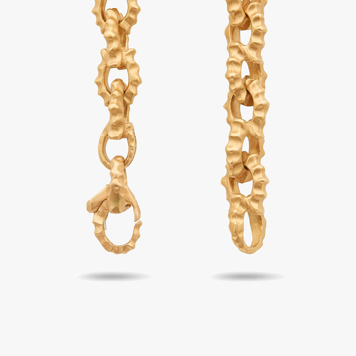 ULYSSES Sea Urchin Chain Bracelet 18K Yellow Gold Matte Finish Oceanic Textured Design-Straight View