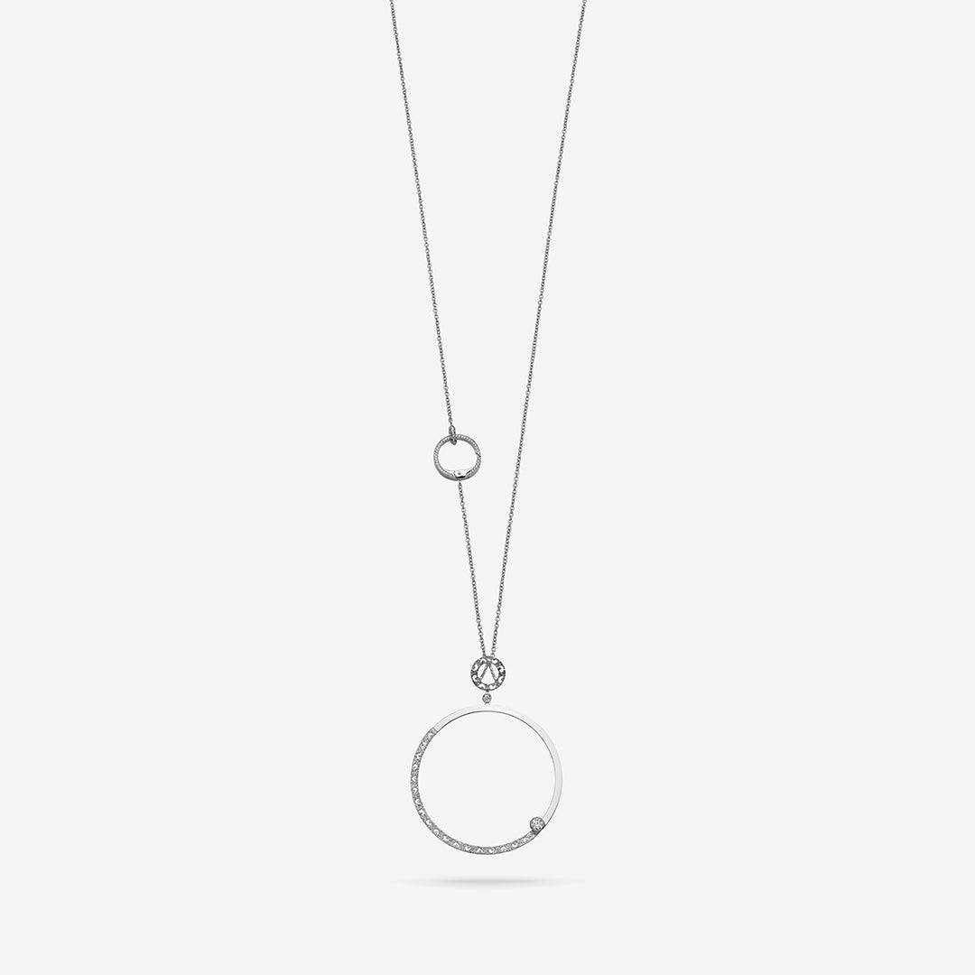 Amaia Hoop Pendant in 18k white gold with pavé white diamonds