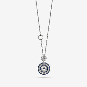 Amaia Twilight Baguette Pendant in 18k white gold with blue sapphire and white diamonds