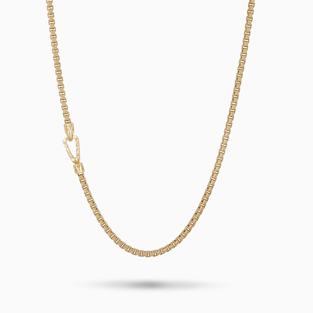 ULYSSES Carved Tubular Chain 18K Yellow Gold Matte Chain Polished Clasp Elegant Refined 52cm-Standard View