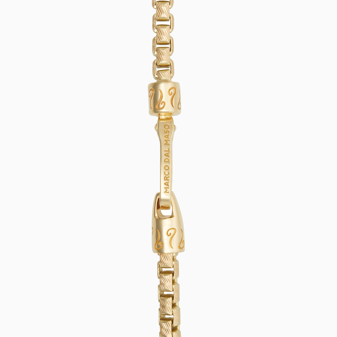 ULYSSES Carved Tubular Chain 18K Yellow Gold Matte Chain Polished Clasp Elegant Refined 52cm-Straight  View