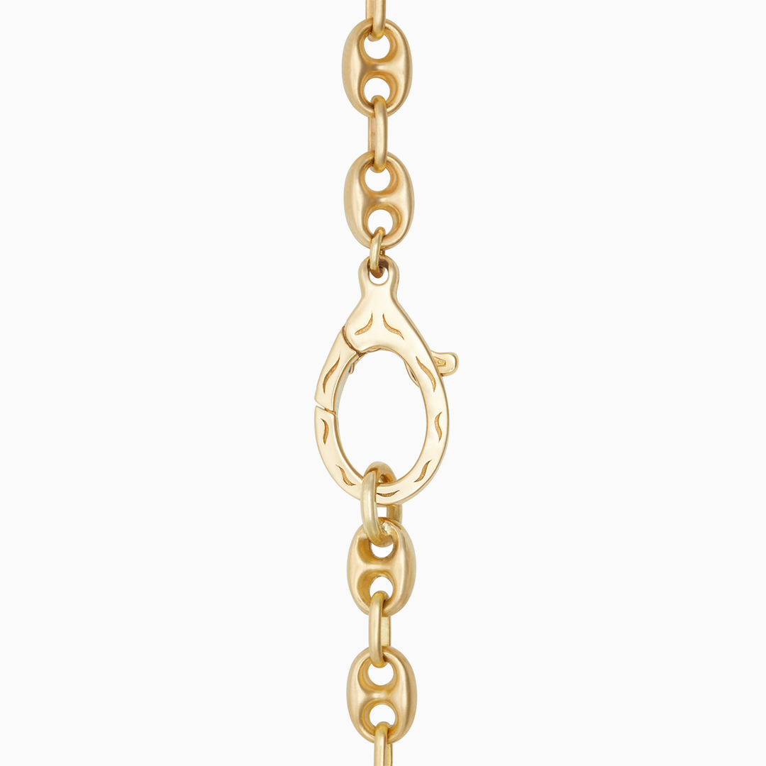 ULYSSES Marine Chain 18K Yellow Gold Matte Chain Polished Clasp Nautical Inspired Design 52cm-Straight View