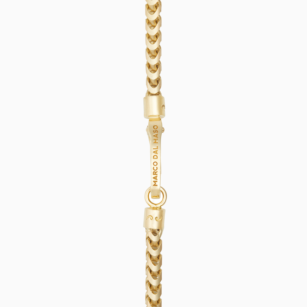 ULYSSES Mesh Chain 18K Yellow Gold Matte Chain Polished Clasp Bold Modern Mesh Design 52cm-Straight View