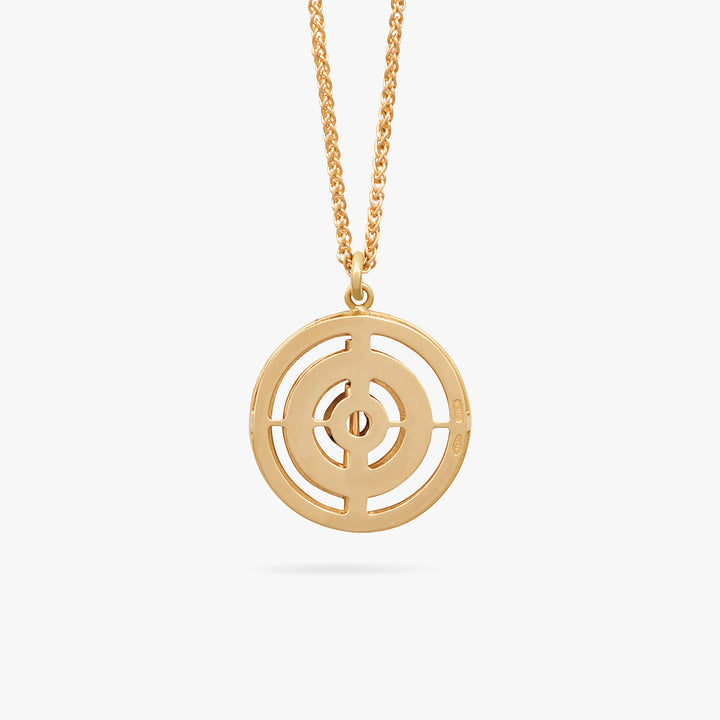 Detail of matte 18k yellow gold Amaia Twilight Diamond Pendant capturing refined texture and craftsmanship.
