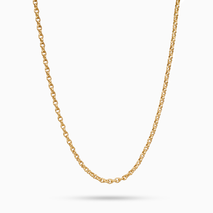 ULYSSES Hammered Chain 18K Yellow Gold Matte Chain Bold Textured Hammered Design 52cm-Standard View