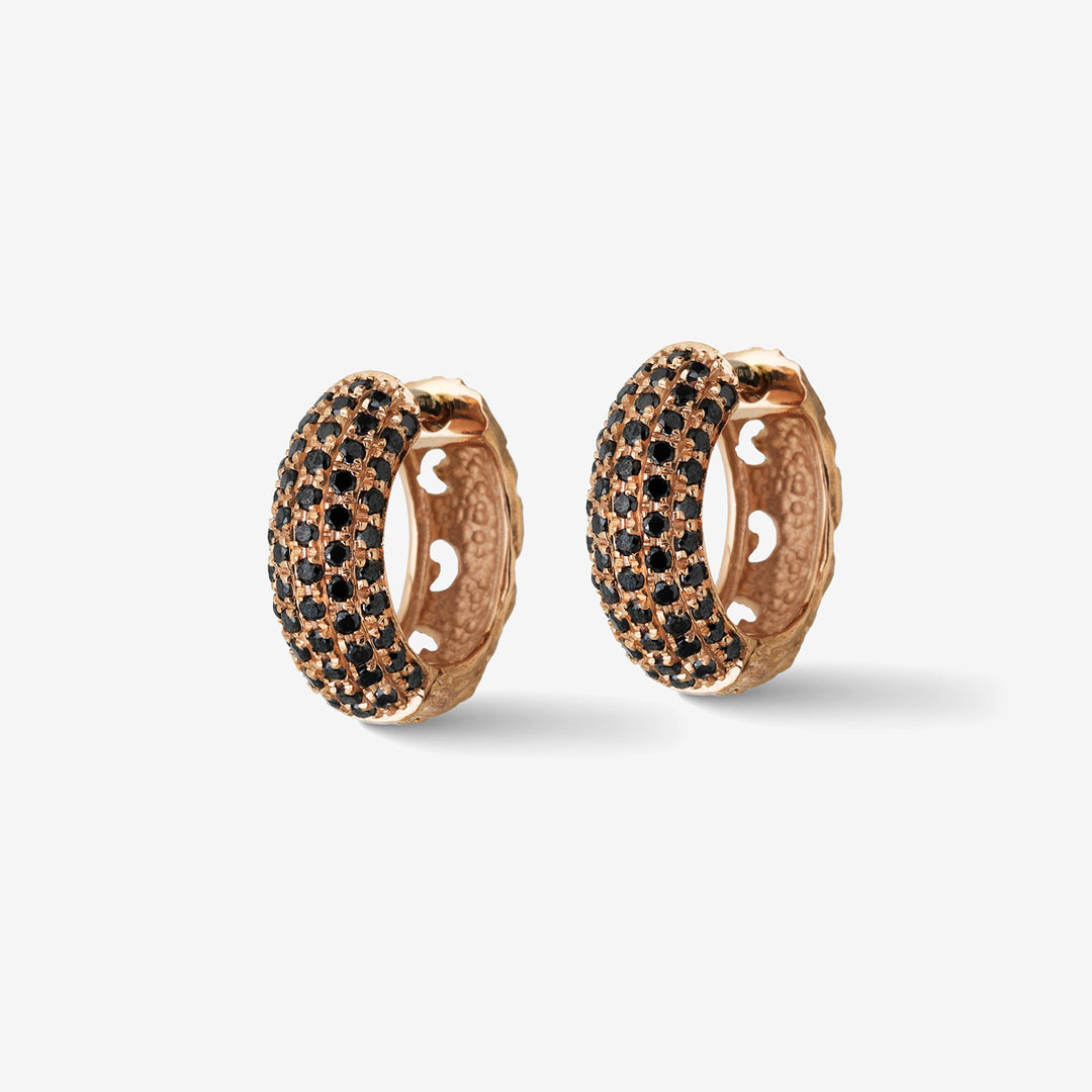 Warrior Single Hoop Earring in Rose Gold & Black Diamonds