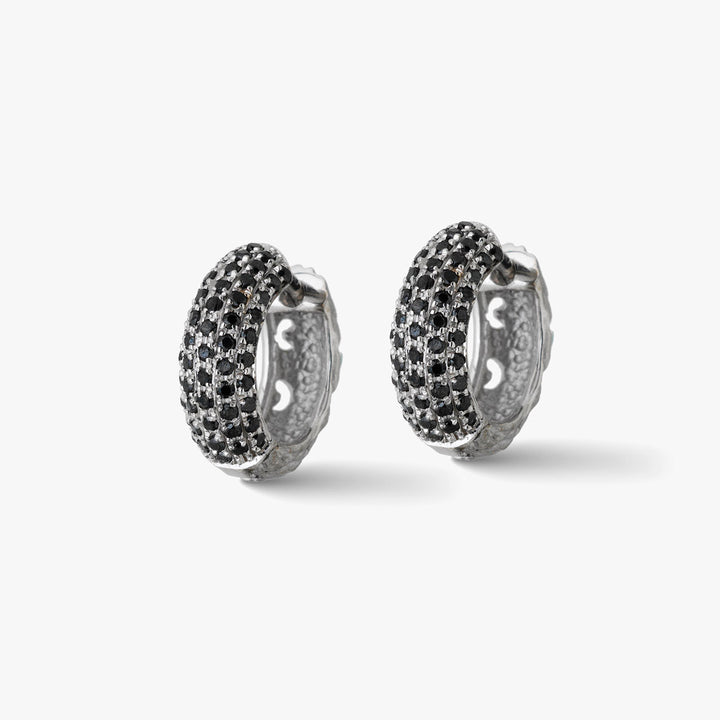 Warrior Single Hoop Earring in White Gold & Black Diamonds