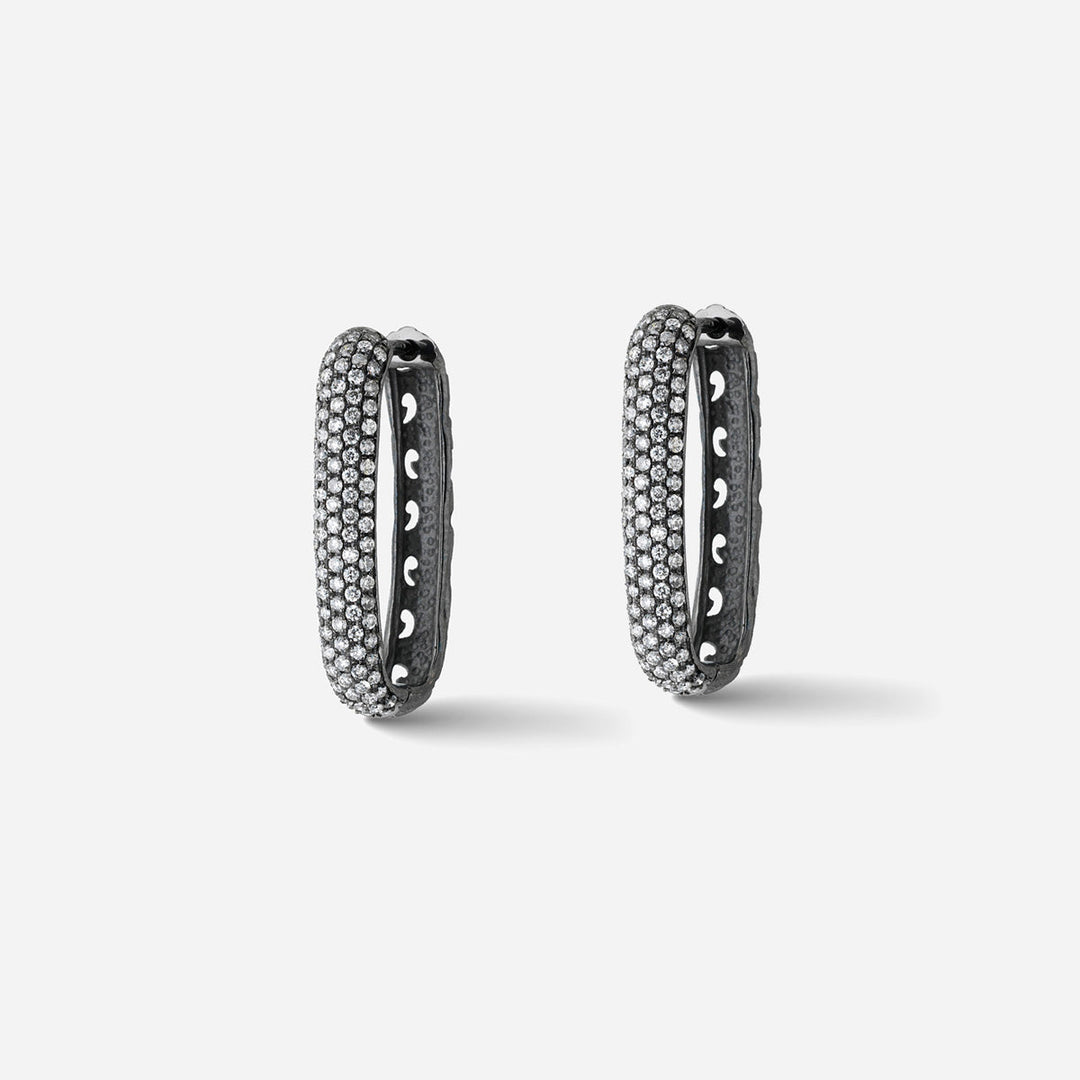 Marco Dal Maso Men Warrior Pave Column Earring featuring a sleek, metallic design with pavé detailing for a modern look.